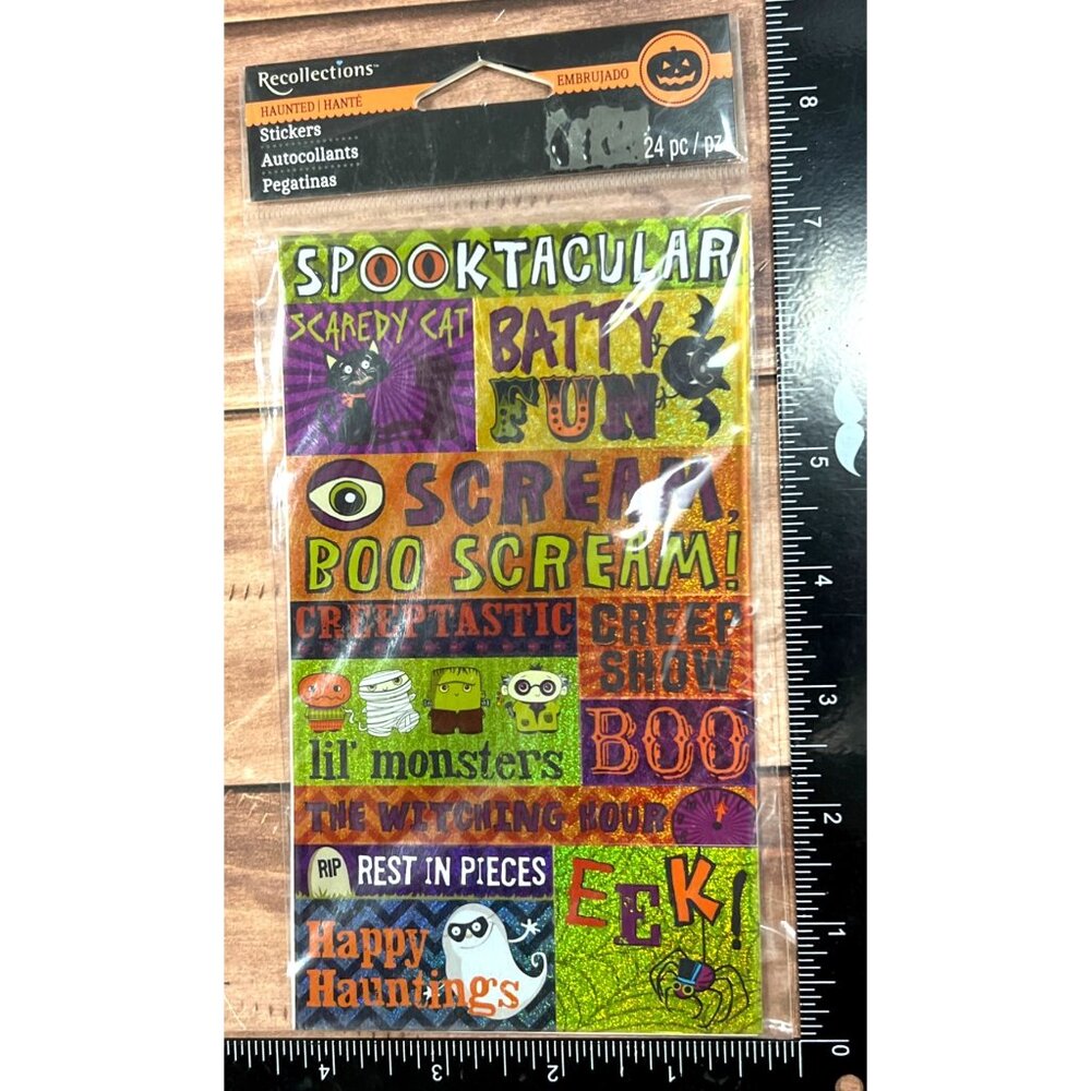 Recollections Halloween Stickers 24 Pc Set Haunted Words & Objects 10288848